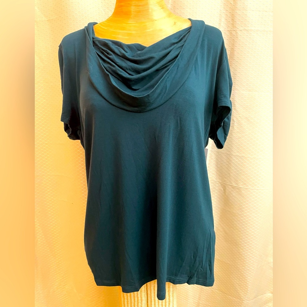 Elie Tahari deep jade rayon top Size XL